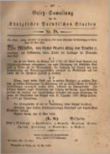 Gesetz-Sammlung f&uuml;r die K&ouml;niglichen Preussischen Staaten. 1882.05.19 No18