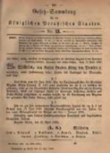 Gesetz-Sammlung f&uuml;r die K&ouml;niglichen Preussischen Staaten. 1882.05.27 No21