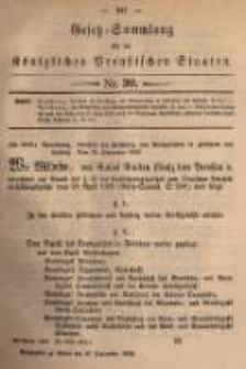 Gesetz-Sammlung f&uuml;r die K&ouml;niglichen Preussischen Staaten. 1882.09.27 No30