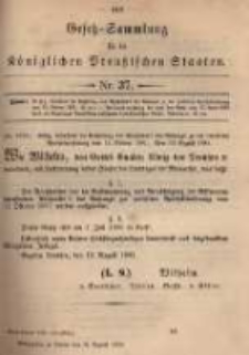 Gesetz-Sammlung f&uuml;r die K&ouml;niglichen Preussischen Staaten. 1895.08.31 No37