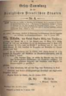 Gesetz-Sammlung f&uuml;r die K&ouml;niglichen Preussischen Staaten. 1899.02.03 No4