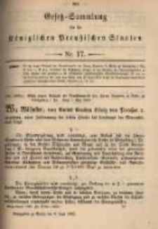 Gesetz-Sammlung f&uuml;r die K&ouml;niglichen Preussischen Staaten. 1899.06.06 No17