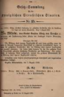 Gesetz-Sammlung f&uuml;r die K&ouml;niglichen Preussischen Staaten. 1899.08.17 No25