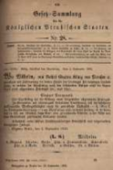 Gesetz-Sammlung f&uuml;r die K&ouml;niglichen Preussischen Staaten. 1899.09.12 No28