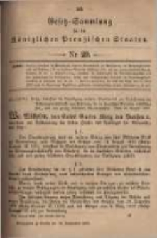 Gesetz-Sammlung f&uuml;r die K&ouml;niglichen Preussischen Staaten. 1899.09.20 No29