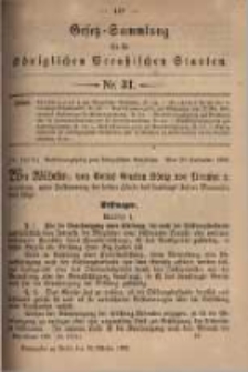 Gesetz-Sammlung f&uuml;r die K&ouml;niglichen Preussischen Staaten. 1899.10.10 No31