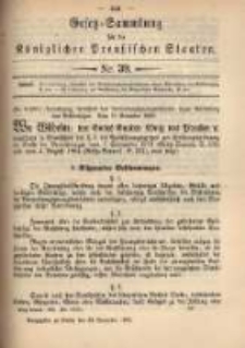 Gesetz-Sammlung f&uuml;r die K&ouml;niglichen Preussischen Staaten. 1899.11.28 No39