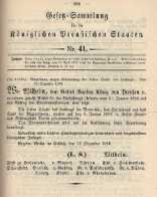 Gesetz-Sammlung f&uuml;r die K&ouml;niglichen Preussischen Staaten. 1899.12.15 No41