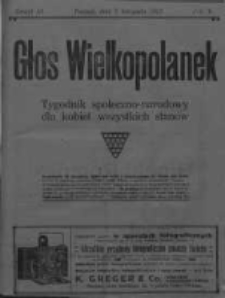 Głos Wielkopolanek: tygodnik społeczno-narodowy dla kobiet wszystkich stanów 1917.11.03 R.10 Z.44 /Nr44