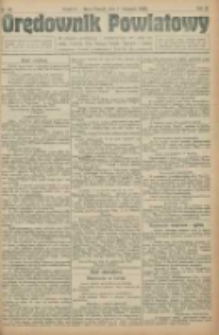 Orędownik Powiatowy: organ urzędowy dla powiatu grodziskiego i nowotomyskiego oraz miast Grodziska, Opalenicy, Buku, Nowego Tomyśla, Zbąszynia i Lwówka 1922.11.01 R.3 Nr87