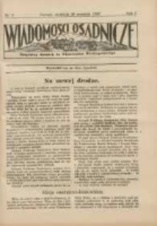 Wiadomości Osadnicze: bezpłatny dodatek do "Włościanina Wielkopolskiego" 1929.09.29 R.1 Nr3