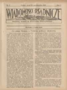 Wiadomości Osadnicze: bezpłatny dodatek do "Włościanina Wielkopolskiego" 1929.10.30 R.1 Nr5