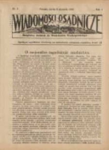 Wiadomości Osadnicze: bezpłatny dodatek do "Włościanina Wielkopolskiego" 1930.01.08 R.2 Nr1