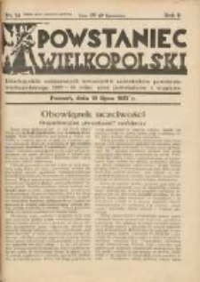 Powstaniec Wielkopolski: dwutygodnik najstarszych towarzystw uczestników powstania wielkopolskiego 1918-19 oraz powstańców i wojaków 1937.07.15 R.2 Nr14
