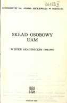Uniwersytet im. Adama Mickiewicza w Poznaniu: sklad osobowy UAM w roku akademickim 1991/1992