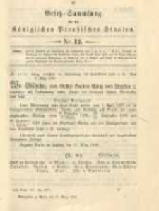 Gesetz-Sammlung f&uuml;r die K&ouml;niglichen Preussischen Staaten. 1900.03.31 No12