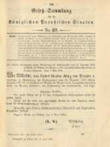Gesetz-Sammlung f&uuml;r die K&ouml;niglichen Preussischen Staaten. 1900.06.12 No20