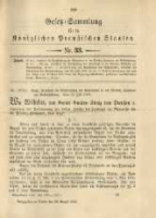 Gesetz-Sammlung f&uuml;r die K&ouml;niglichen Preussischen Staaten. 1900.08.28 No33
