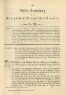 Gesetz-Sammlung f&uuml;r die K&ouml;niglichen Preussischen Staaten. 1901.06.28 No21