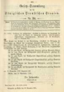 Gesetz-Sammlung f&uuml;r die K&ouml;niglichen Preussischen Staaten. 1901.11.29 No34