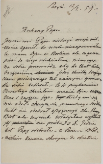 List Cecylii Działyńskiej do Tytusa Działyńskiego, Paryż 12.02.1859