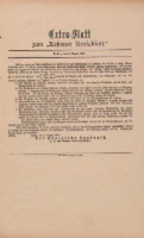 Kostener Kreisblatt: amtliches Ver&ouml;ffentlichungsblatt f&uuml;r den Kreis Kosten 1899.08.05 Extra Blatt