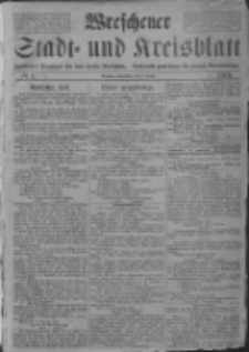 Wreschener Stadt und Kreisblatt: amtlicher Anzeiger f&uuml;r den Kreis Wreschen; Orędownik powiatowy dla powiatu Wrzesińskiego 1919.01.04 Nr1