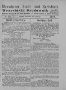 Wreschener Stadt und Kreisblatt; Wrzesiński Orędownik miejski i powiatowy: amtlicher Anzeiger für den Kreis Wreschen; organ urzędowy na powiat wrzesiński 1919.02.15 Nr19