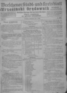 Wreschener Stadt und Kreisblatt; Wrzesiński Orędownik miejski i powiatowy: amtlicher Anzeiger für den Kreis Wreschen; organ urzędowy na powiat wrzesiński 1919.03.15 Nr31