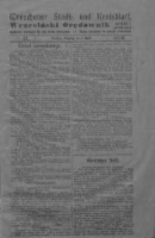 Wreschener Stadt und Kreisblatt; Wrzesiński Orędownik miejski i powiatowy: amtlicher Anzeiger für den Kreis Wreschen; organ urzędowy na powiat wrzesiński 1919.04.08 Nr41