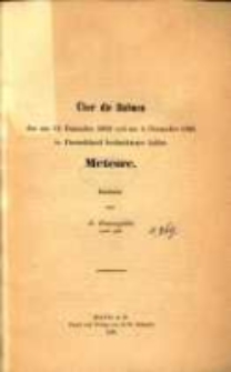 Über die Bahnen der am 11. Dezember 1852 und am 3. Dezember 1861 in Deutschland beobachteten hellen Meteore