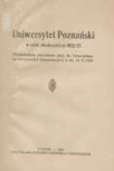 Uniwersytet Poznański w roku akademickim 1922/23: przemówienie prorektora prof. dr. Lisowskiego na uroczystości inauguracyjnej w dn. 21.X.1923