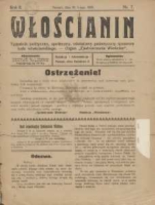 Włościanin: tygodnik polityczny, społeczny, oświatowy poświęcony sprawom ludu włościańskiego: organ "Zjednoczenia Włościan" 1920.02.29 R.2 Nr7
