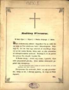 Modlitwy wieczorne. [Incipit:] W imię Ojca i Syna i Ducha Świętego. Amen. Boże nieskończonej mołości!