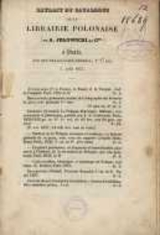 Extrait du catalogue de la Librairie Polonaise de A. Jełowicki et Cie &agrave; Paris, rue des Marais-Saint-Germain, no 17 bis, 1 ao&ucirc;t 1837
