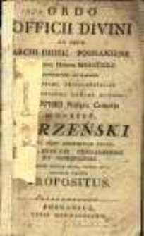 Ordo Officii Divini ad Usum Archi-Dioec. Posnaniensis Pro Anno Domini MDCCCXXII