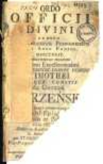 Ordo Officii Divini ad Usum Archi-Dioec. Posnaniensis Pro Anno Domini MDCCCXXIV