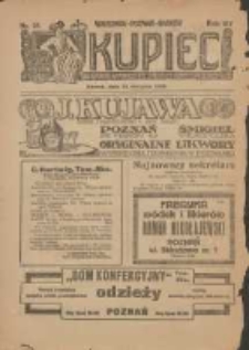 Kupiec: największe i najstarsze polskie pismo kupiecko-przemysłowe: centralny organ urzędowy Związku Towarzystw Kupieckich byłej dzielnicy pruskiej 1920.08.24 R.14 Nr34