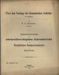 Über den Vortrag der Homerischen Gedichte Ex hypoboles