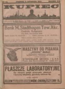 Kupiec Tygodnik: najstarszy i największy tygodnik kupiecko- przemysłowy w Polsce; centralny organ organizacyj kupieckich zachodniej Polski 1923.11.02 R.17 Nr43