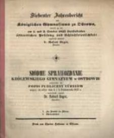... Jahresbericht des Königlichen Gymnasiums zu Ostrowo : womit zu der ... stattfindenden öffentlichen Prüfung der und Schlussfeierlichkeit ergebenst einladet ...