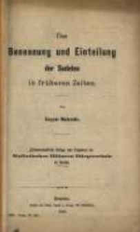 Über Benennung und Einteilung der Sudeten in früheren Zeiten