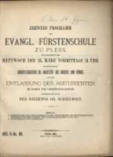 Programm der Evangl. Fürstenschule zu Pless ...