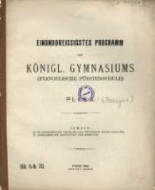 Programm : Königl. Gymnasium (Evangelische Fürstenschule) zu Pless : Ostern ...