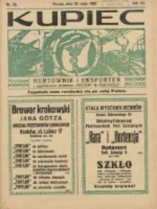 Kupiec Tygodnik: najstarszy tygodnik kupiecko- przemysłowy w Polsce 1926.05.25 R.20 Nr20