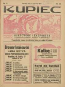 Kupiec Tygodnik: najstarszy tygodnik kupiecko- przemysłowy w Polsce 1926.06.01 R.20 Nr21