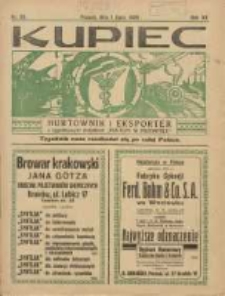 Kupiec Tygodnik: najstarszy tygodnik kupiecko- przemysłowy w Polsce 1926.07.01 R.20 Nr25