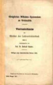 Verzeichnis der Bücher der Lehrerbibliothek. T. 1
