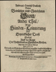 Andreas-Henrich Bucholtz seiner betr&uuml;bten und getr&ouml;steten Sion [...]. Th.2