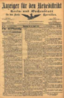 Anzeiger für den Netzedistrikt Kreis- und Wochenblatt für den Kreis Czarnikau 1904.08.25 Jg.52 Nr99